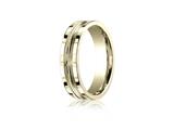 Benchmark® 6mm Comfort-fit Satin-finished High Polished Center Cut Squared Edge Carved Design Band