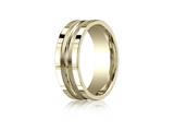 Benchmark® 8mm Comfort-fit Satin-finished High Polished Center Cut Squared Edge Carved Design Band