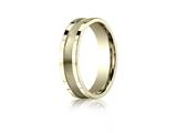 Benchmark® 6mm Comfort-fit Satin-finished Center Squared Edge Carved Design Band
