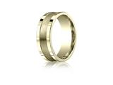Benchmark® 8mm Comfort-fit Satin-finished Center Squared Edge Carved Design Band