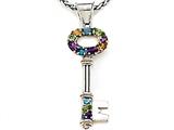 Large Sterling Silver and 18kt Multi Color Key Pendant with Amethyst, Blue Topaz, Citrine and Peridot by Effy Collection