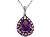 Genuine Amethyst Pink Sapphire and Diamond Pendant by Effy Collection®