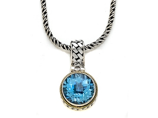 Silver and 18kt Yellow Gold Genuine Blue Topaz Necklace by Effy Collection(r)