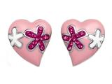 Pink Enamel Sterling Silver Earrings with Pink CZ`s