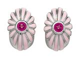 Pink Enamel Sterling Silver Earrings with Pink CZ`s