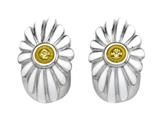 White Enamel Sterling Silver Earrings with Yellow CZ`s