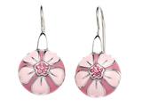 Pink Enamel Sterling Silver Earrings with Pink CZ`s