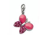 Pink Enamel Butterfly Charm with Pink CZ`s for Charm Braclelet or Smartphone using our Smartphone Plug Adaptor