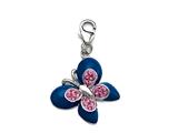 Blue and Pink Enamel Butterfly Charm with Pink CZ`s for Charm Braclelet or Smartphone using our Smartphone Plug Adaptor