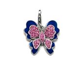 Blue and Pink Enamel Butterfly Charm with Pink CZ`s for Charm Braclelet or Smartphone using our Smartphone Plug Adaptor