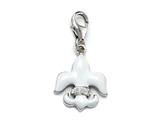 White Enamel Fleur De Lis Charm with White CZ`s for Charm Braclelet or Smartphone using our Smartphone Plug