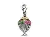 Ice Cream Cup Enamel Charm with Pink, Green, and Yellow CZ`s for Charm Braclelet or Smartphone using our SmartPhoe Plug