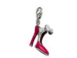Pink and Red Enamel High Heel Shoe Charm with White CZ`s for Charm Braclelet or Smartphone using our Smartphone Plug