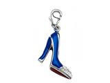 Blue and Red Enamel High Heel Shoe Charm with White CZ`s for Charm Braclelet or Smartphone using our Smartphone Plug