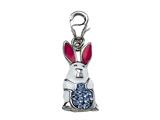 White, Blue and Pink Enamel BunnyRabbit Charm with Blue CZ`s for Charm Braclelet or Smartphone using our Smartphone Plug