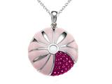 Pink Enamel Sterling Silver Pendant with Pink CZ`s
