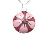 Pink Enamel Sterling Silver Pendant with Pink CZ`s