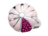 Pink Enamel Sterling Silver Ring with Pink CZ`s
