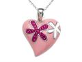 Pink Enamel Sterling Silver Pendant with Pink CZ`s