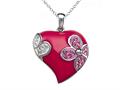 Pink Enamel Sterling Silver Pendant with White and Pink CZ`s