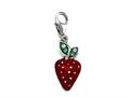 Red and Green Enamel Strawberry Charm with Green CZ`s for Charm Braclelet or Smartphone using our Smartphone Plug