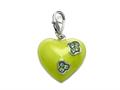 Green Enamel Heart Charm with Green CZ`s for Charm Braclelet or Smartphone using our Smartphone Plug A