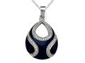 Blue Enamel Sterling Silver Pendant with White CZ`s