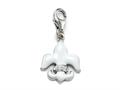 White Enamel Fleur De Lis Charm with White CZ`s for Charm Braclelet or Smartphone using our Smartphone Plug