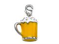 Yellow and White Enamel Beer Mug Charm with White CZ`s for Charm Braclelet or Smartphone using our Smartphone Plug