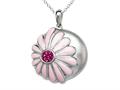 Pink Enamel Sterling Silver Pendant with Pink CZ`s