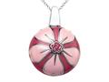 Pink Enamel Sterling Silver Pendant with Pink CZ`s