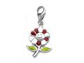 Red and Green Enamel Flower Charm for Charm Braclelet or Smartphone using our Smartphone Plug