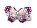 Pink Enamel Sterling Silver Butterfly Ring with Pink CZ`s