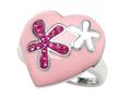 Pink Enamel Sterling Silver Ring with Pink CZ`s