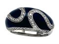 Blue Enamel Sterling Silver Ring with White CZ`s