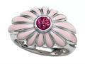 Pink Enamel  terling Silver Ring with Pink CZ`s