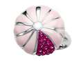 Pink Enamel Sterling Silver Ring with Pink CZ`s