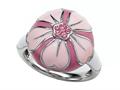Pink Enamel Sterling Silver Ring with Pink CZ`s
