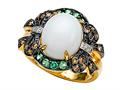 Carlo Viani® White Agate Ring with Brown Diamonds and Tsavorite
