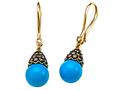 Carlo Viani® 7mm Blue Turquoise Earrings with Brown Diamonds