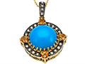 Carlo Viani® Blue Turquoise Pendant with Brown Diamonds and Citrine