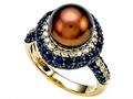 Carlo Viani® South Sea Brown Pearl Ring with Brown Diamonds