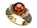Carlo Viani® South Sea Brown Pearl Ring with Brown Diamonds