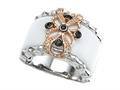 Carlo Viani® 925 Sterling Silver White Agate Ring with White Topaz and Smoky Quartz Gems