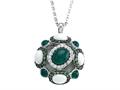 Carlo Viani® 925 Sterling Silver Silver Pendant, Mix of White Sapphire, Tsavorite, White Agate, and Onyx