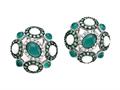 Carlo Viani® 925 Sterling Silver Silver Earrings, Mix of White Sapphire, Tsavorite, White Agate, and Onyx
