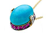 Carlo Viani® Blue Turquoise Pendant with Diamonds and Pink Sapphire