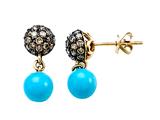 Carlo Viani® 7mm Blue Turquoise Earrings with Brown Diamonds