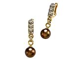 Carlo Viani® South Sea Brown Pearl Earrings with Brown Diamonds