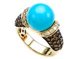 Carlo Viani® 7mm Blue Turquoise Ring with Brown Diamonds